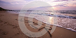 End of summer concept with ocean tide photo